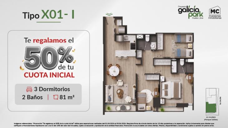 Plano del modelo X01I del proyecto Galicia Park en Pueblo Libre