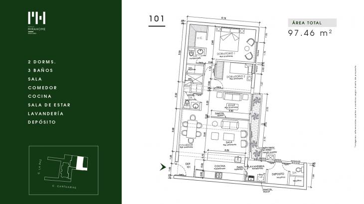Plano del modelo Tipo 6 del proyecto Mirahome en Miraflores