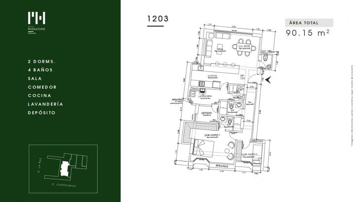 Plano del modelo Tipo 8 del proyecto Mirahome en Miraflores