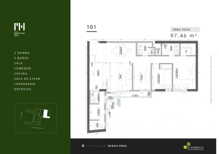 Plano del modelo Tipo 6 del proyecto Mirahome en Miraflores