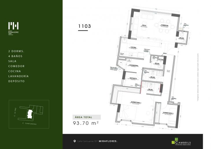 Plano del modelo Tipo 7 del proyecto Mirahome en Miraflores