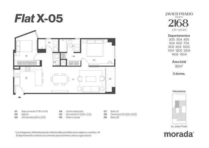 Plano del modelo X-05 del proyecto Javier Prado Oeste 2168 en San Isidro