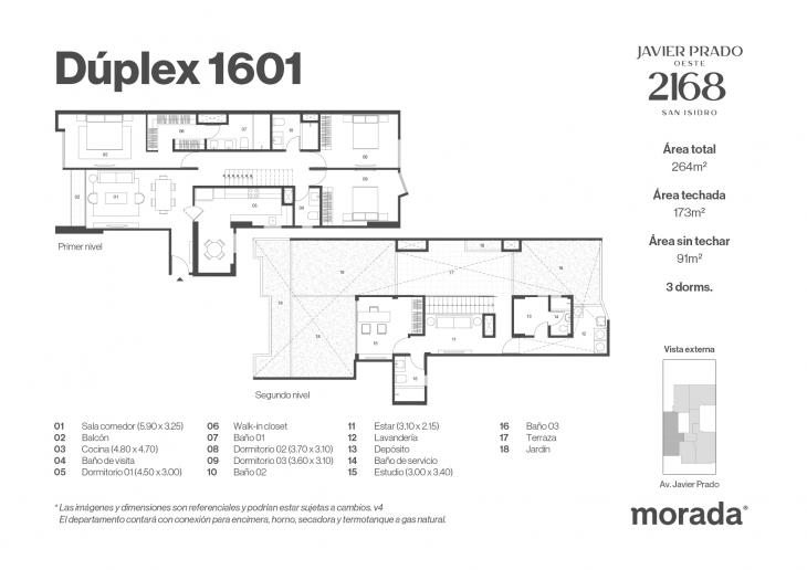 Plano del modelo X-09 del proyecto Javier Prado Oeste 2168 en San Isidro