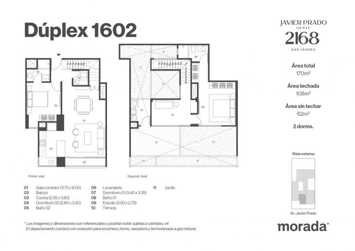 Plano del modelo X-10 del proyecto Javier Prado Oeste 2168 en San Isidro