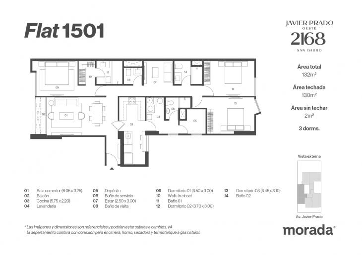Plano del modelo X-08 del proyecto Javier Prado Oeste 2168 en San Isidro