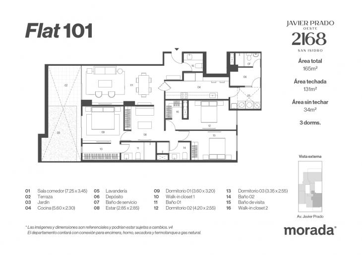 Plano del modelo X-13 del proyecto Javier Prado Oeste 2168 en San Isidro