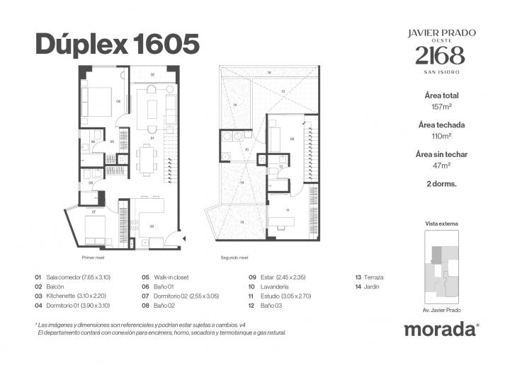 Plano del modelo X-12 del proyecto Javier Prado Oeste 2168 en San Isidro
