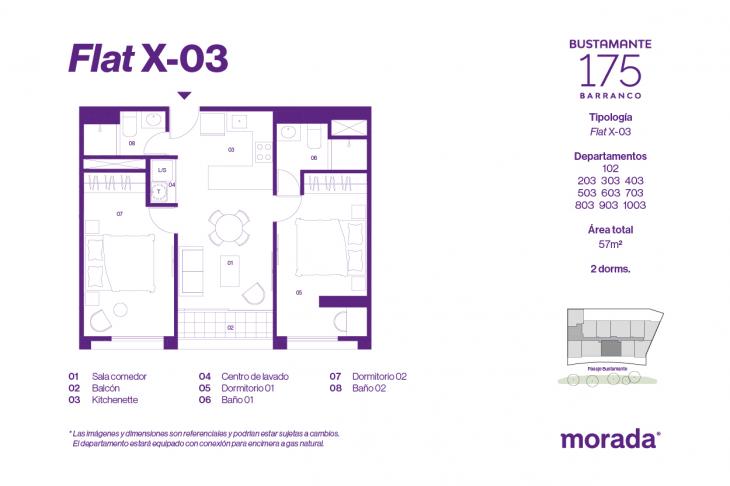 Plano del modelo 102 del proyecto Bustamante 175 en Barranco