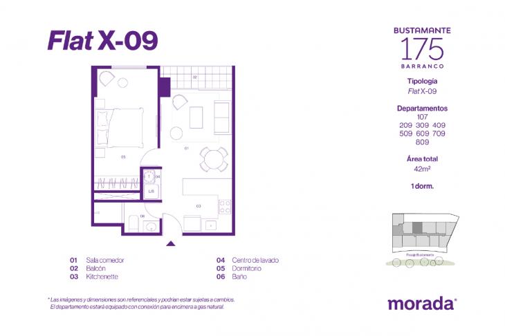 Plano del modelo 107 del proyecto Bustamante 175 en Barranco