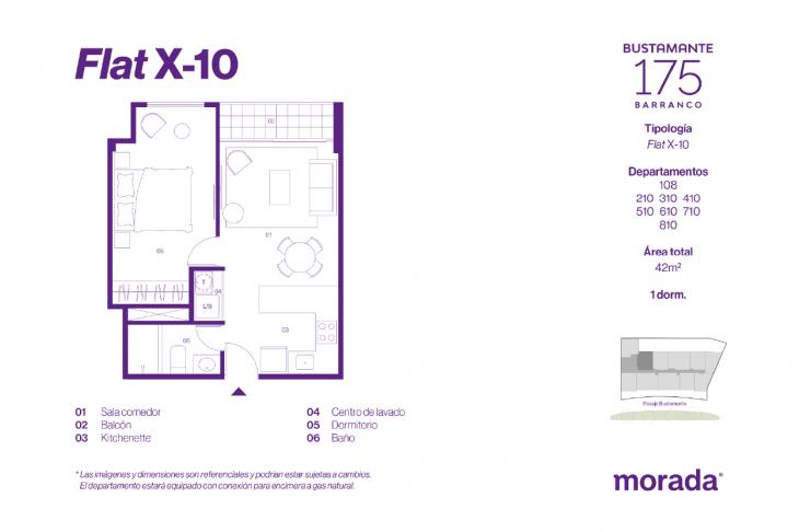Plano del modelo 108 del proyecto Bustamante 175 en Barranco