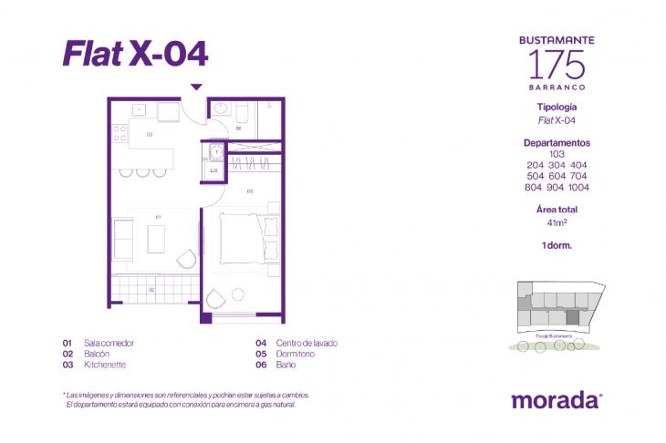 Plano del modelo X-04 del proyecto Bustamante 175 en Barranco