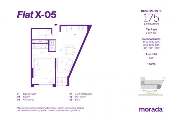 Plano del modelo X-05 del proyecto Bustamante 175 en Barranco