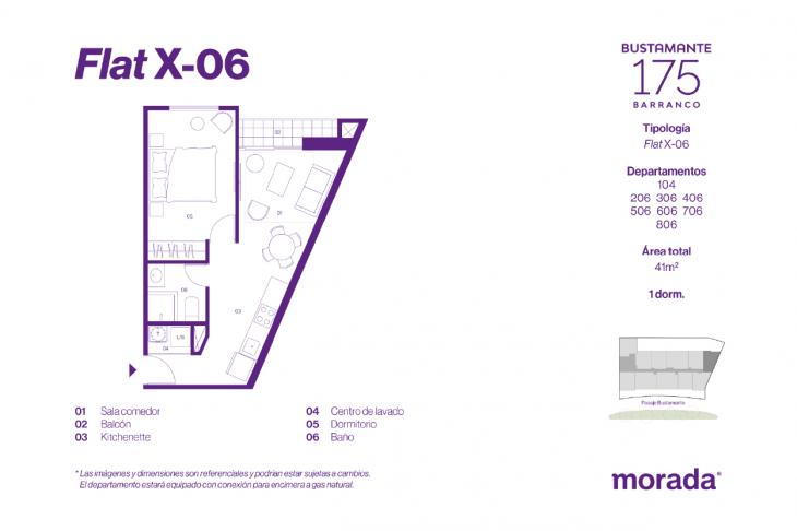 Plano del modelo X-06 del proyecto Bustamante 175 en Barranco