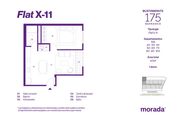 Plano del modelo X-11 del proyecto Bustamante 175 en Barranco