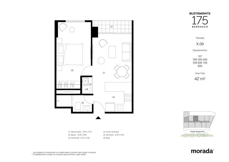 Plano del modelo 107 del proyecto Bustamante 175 en Barranco