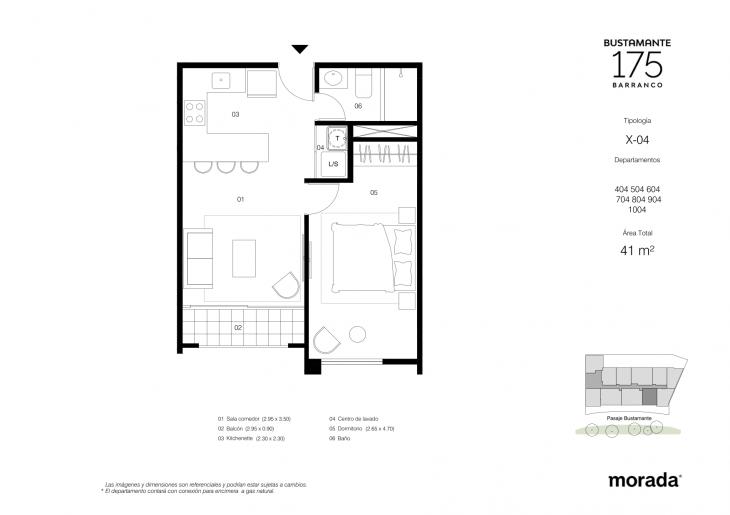Plano del modelo X-04 del proyecto Bustamante 175 en Barranco
