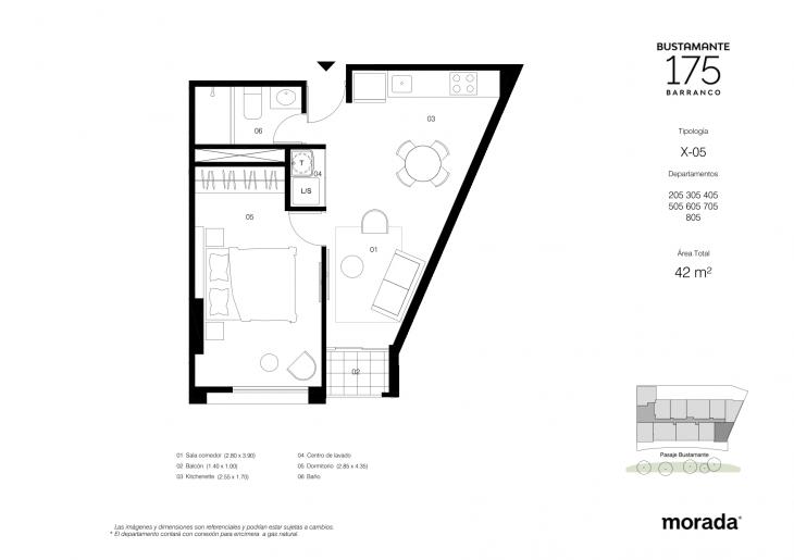 Plano del modelo X-05 del proyecto Bustamante 175 en Barranco