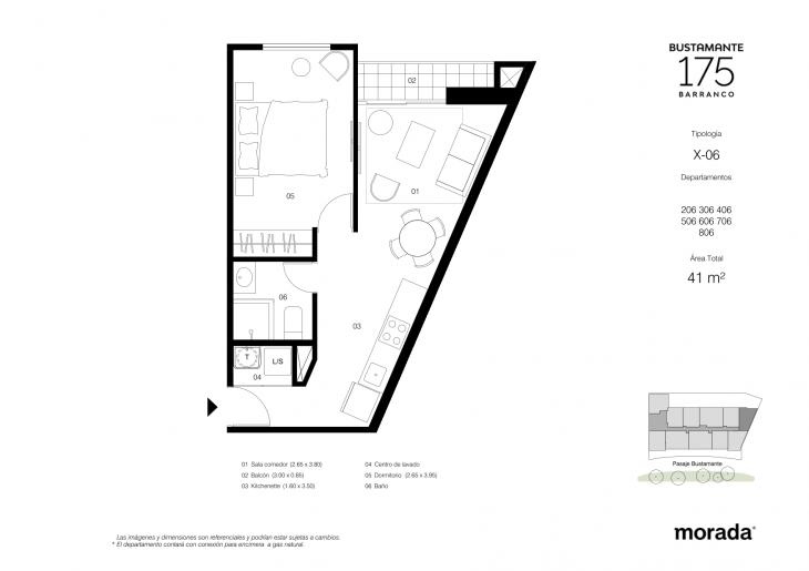Plano del modelo X-06 del proyecto Bustamante 175 en Barranco