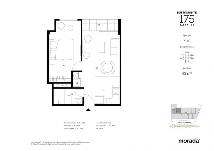 Plano del modelo X-10 del proyecto Bustamante 175 en Barranco