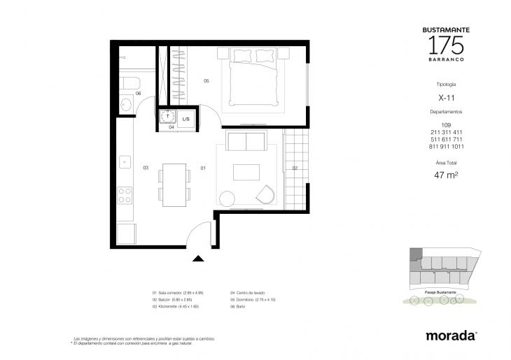 Plano del modelo X-11 del proyecto Bustamante 175 en Barranco