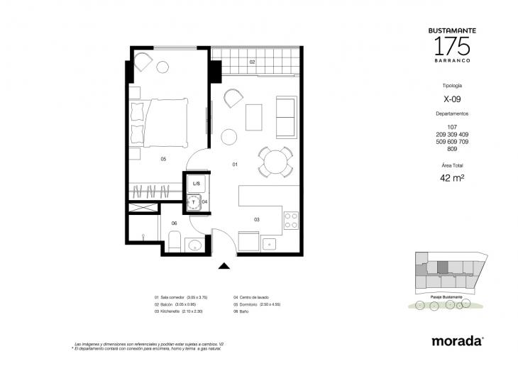 Plano del modelo X-09 del proyecto Bustamante 175 en Barranco