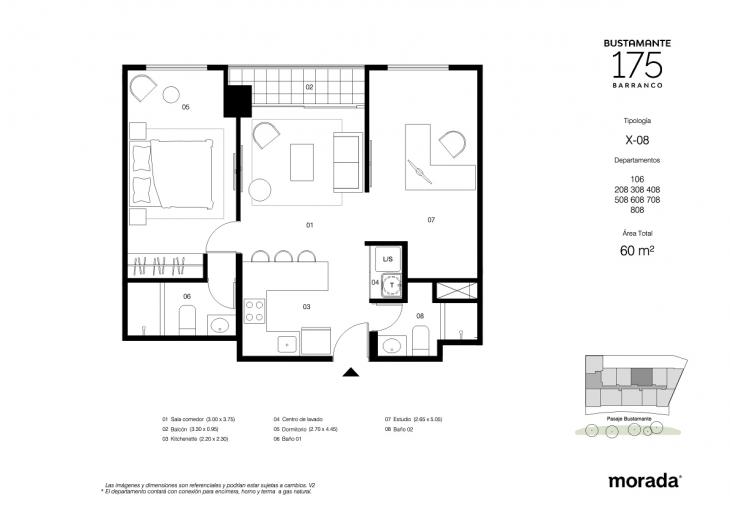 Plano del modelo 106 del proyecto Bustamante 175 en Barranco