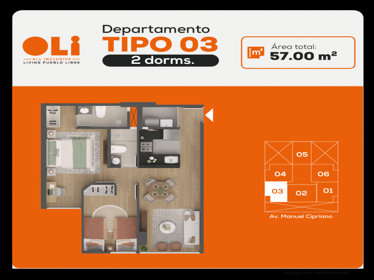 Plano del modelo X-03 del proyecto Oli - All inclusive vive pueblo libre en Pueblo Libre