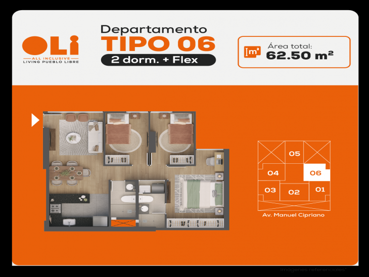 Plano del modelo X-06 del proyecto Oli - All inclusive vive pueblo libre en Pueblo Libre