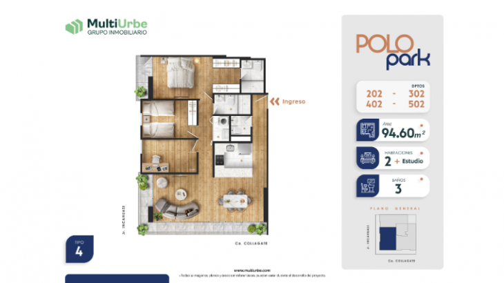 Plano del modelo Tipo 4 del proyecto Polo Park en San Miguel