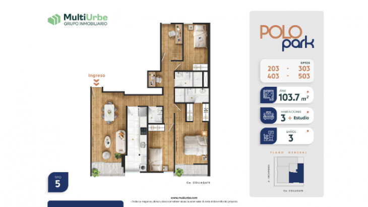 Plano del modelo Tipo 5 del proyecto Polo Park en San Miguel