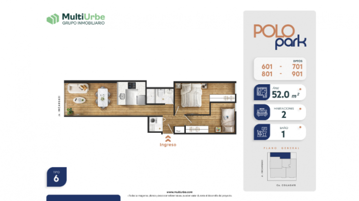 Plano del modelo Tipo 6 del proyecto Polo Park en San Miguel