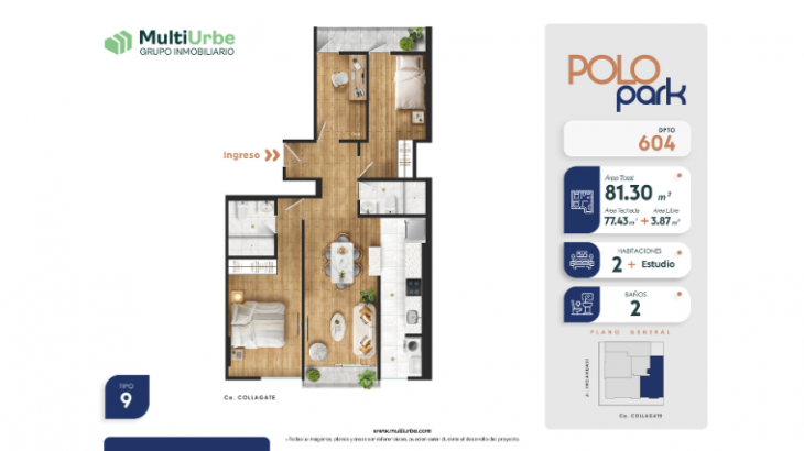 Plano del modelo Tipo 9 del proyecto Polo Park en San Miguel