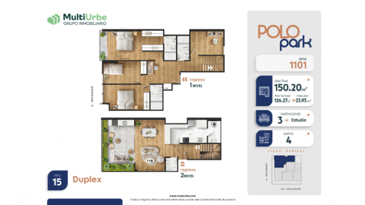 Plano del modelo Tipo 15 del proyecto Polo Park en San Miguel