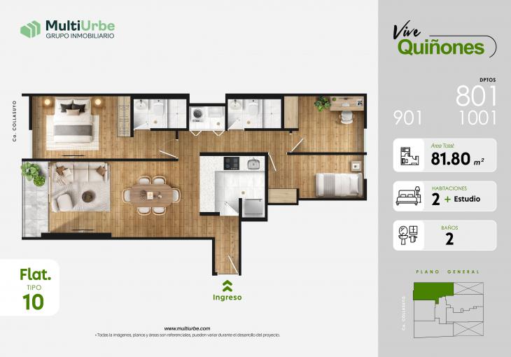 Plano del modelo Tipo 10 del proyecto Vive Quiñones en San Miguel
