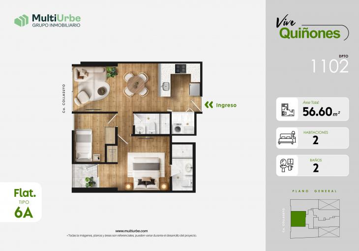 Plano del modelo Tipo 6A del proyecto Vive Quiñones en San Miguel