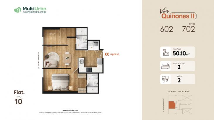Plano del modelo Tipo 10 del proyecto Vive Quiñones II en San Miguel