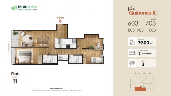Plano del modelo Tipo 11 del proyecto Vive Quiñones II en San Miguel