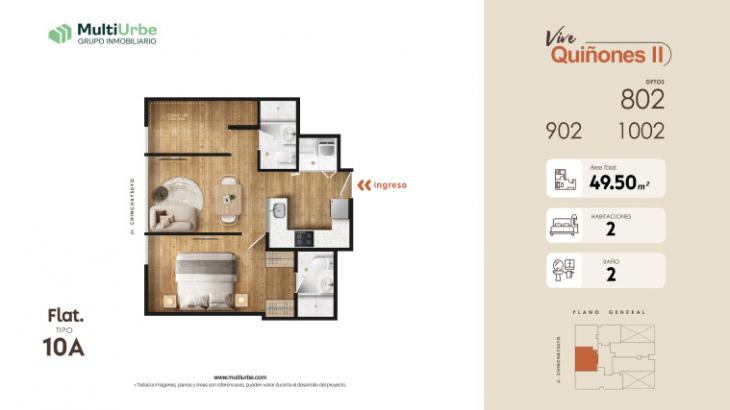 Plano del modelo Tipo 10A del proyecto Vive Quiñones II en San Miguel