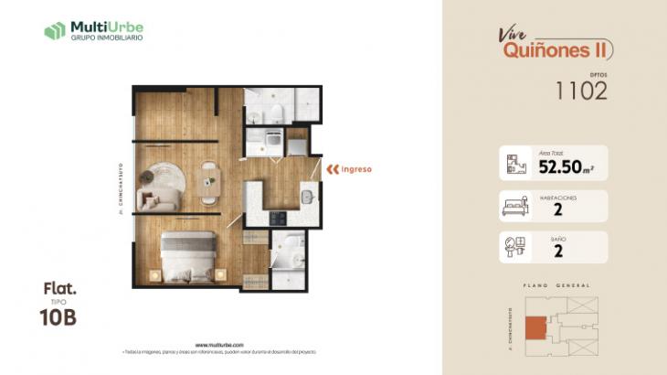 Plano del modelo Tipo 10B del proyecto Vive Quiñones II en San Miguel