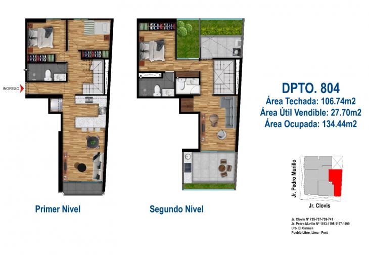 Plano del modelo Tipo D del proyecto EDIFICIO MATISSE en Pueblo Libre
