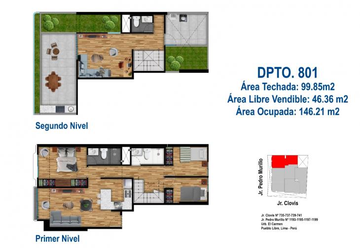 Plano del modelo Tipo D del proyecto EDIFICIO MATISSE en Pueblo Libre