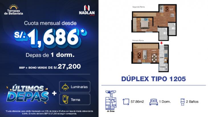 Plano del modelo 1205 del proyecto TERRAZAS DE BELLAVISTA en Bellavista