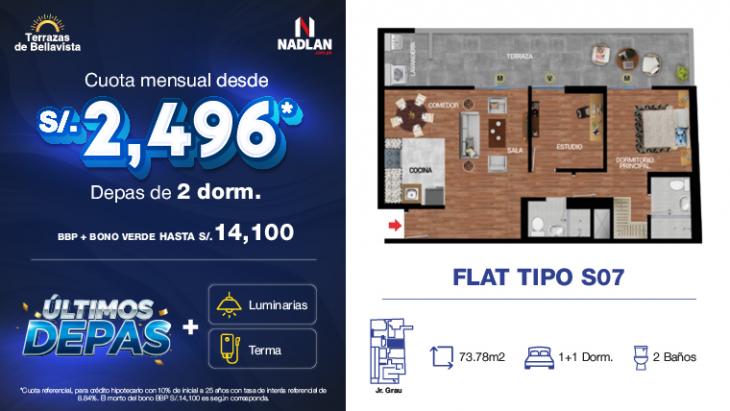 Plano del modelo S07 del proyecto TERRAZAS DE BELLAVISTA en Bellavista