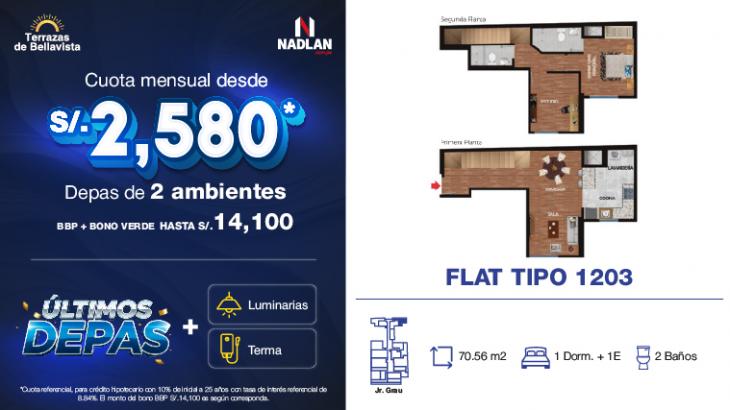Plano del modelo 1203 del proyecto TERRAZAS DE BELLAVISTA en Bellavista