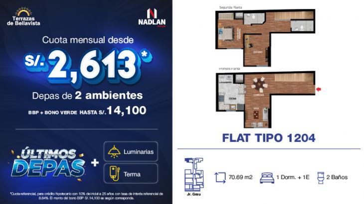 Plano del modelo 1204 del proyecto TERRAZAS DE BELLAVISTA en Bellavista