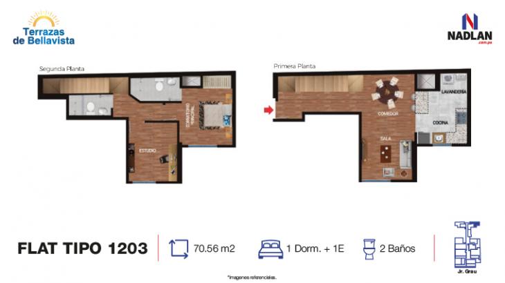 Plano del modelo 1203 del proyecto TERRAZAS DE BELLAVISTA en Bellavista