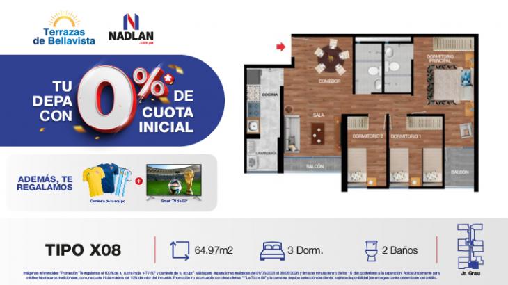Plano del modelo TIPO8 del proyecto TERRAZAS DE BELLAVISTA en Bellavista