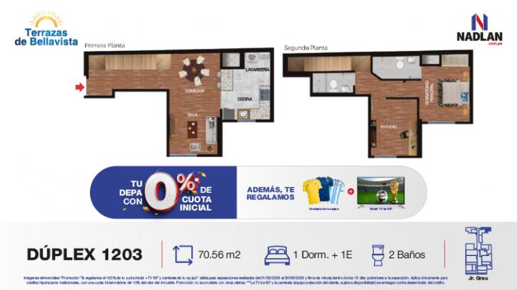 Plano del modelo 1203 del proyecto TERRAZAS DE BELLAVISTA en Bellavista