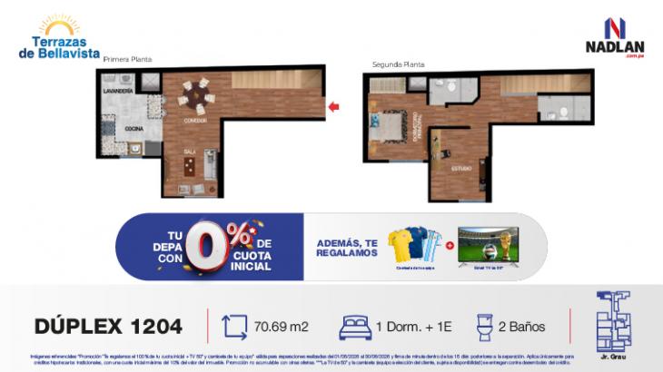 Plano del modelo 1204 del proyecto TERRAZAS DE BELLAVISTA en Bellavista