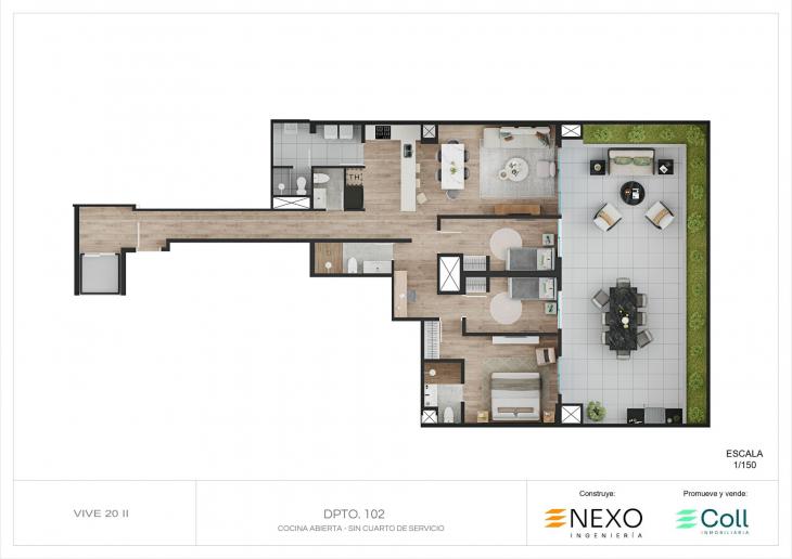 Plano del modelo TIPO A del proyecto Vive 20 II en San Borja